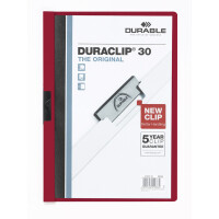 Klemmhefter Durable Duraclip 2200 - A4 307 x 220 mm aubergine dunkelrot bis 30 Blatt Hartfolie