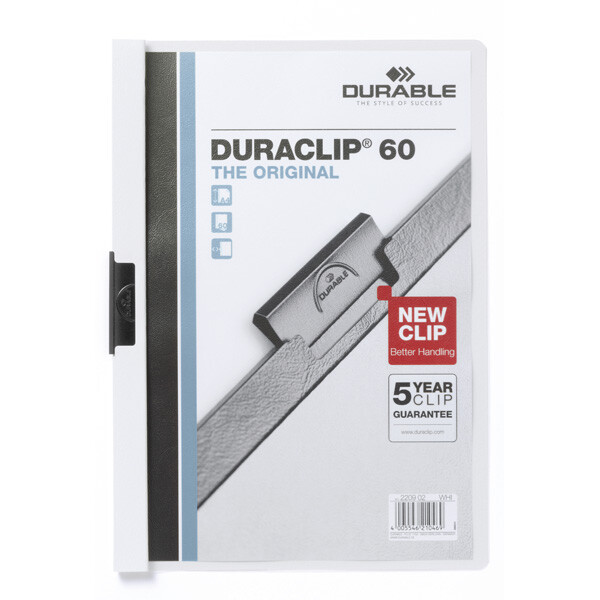 Klemmhefter Durable Duraclip 2209 - A4 307 x 220 mm weiß bis 60 Blatt Hartfolie