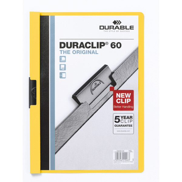 Klemmhefter Durable Duraclip 2209 - A4 307 x 220 mm gelb bis 60 Blatt Hartfolie