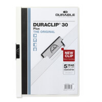 Klemmhefter Durable Duraclip Plus 2213 - A4 310 x 220 mm weiß bis 30 Blatt Hartfolie