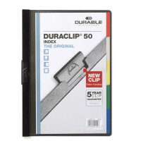 Klemmhefter Durable Duraclip Index 2234 - A4 328 x 298 mm schwarz bis 50 Blatt mit Register Hartfolie