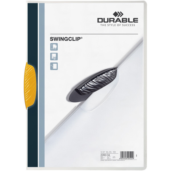 Klemmhefter Durable Swingclip 2260 - A4 305 x 218 mm gelb bis 30 Blatt PP-Folie