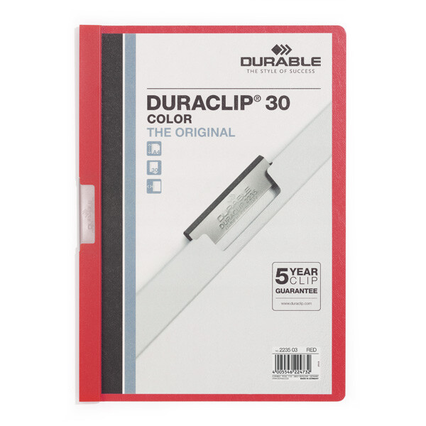 Klemmhefter Durable Duraclip 2235 - A4 330 x 281 mm rot bis 30 Blatt Hartfolie