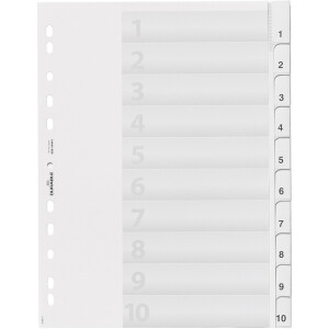 Register Durable 6441 - A4 weiß blanko 10-teilig PP-Folie