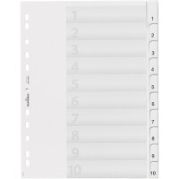 Register Durable 6441 - A4 weiß blanko 10-teilig PP-Folie