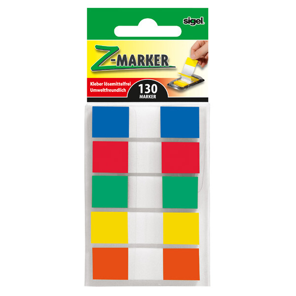Haftmarker sigel Z-Marker HN475 - 12 x 43 mm farbig sortiert Folie Pckg/130