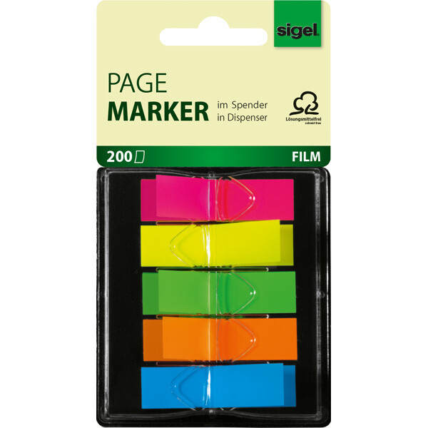 Haftmarker sigel Z-Marker HN489 - 12 x 45 mm farbig sortiert Folie Pckg/200