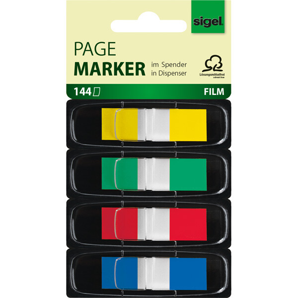 Haftmarker sigel Z-Marker HN495 - 12 x 43 mm farbig sortiert Folie Pckg/144