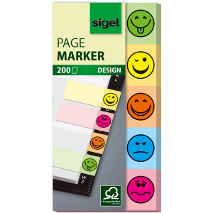 Haftmarker sigel HN502 - 20 x 50 mm Smiley Papier Pckg/200