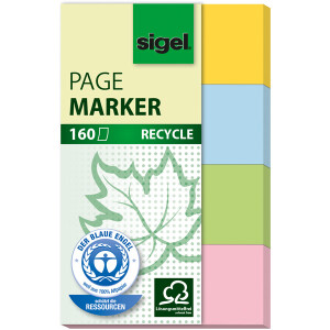 Haftmarker sigel HN604 - 20 x 50 mm farbig sortiert Recycling-Papier Pckg/160