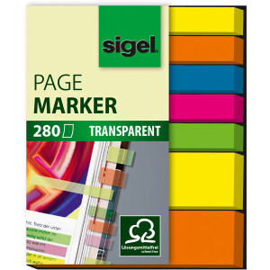 Haftmarker sigel HN616 - 6 x 50 mm/12 x 50 mm farbig sortiert Folie Pckg/280