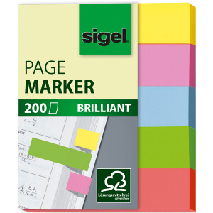 Haftmarker sigel HN625 - 12 x 50 mm farbig sortiert Papier Pckg/200