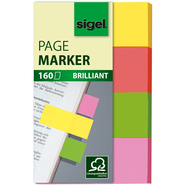Haftmarker sigel HN630 - 20 x 50 mm farbig sortiert Papier Pckg/160