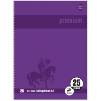 Collegeblock Staufen Premium 734451257 - A4 210 x 297 mm violett liniert Lineatur25 10 mm mit Rand 80 Blatt klimaneutral hochweißes Premiumpapier 90 g/m²