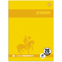 Collegeblock Staufen Premium 734451268 - A4 210 x 297 mm gelb kariert Lineatur26 5 x 5 mm mit Rand 80 Blatt klimaneutral hochweißes Premiumpapier 90 g/m²