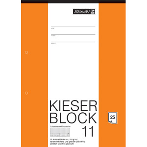 Kieserzeichenblock Brunnen Kieser 42235 - A4 orange 5 mm kariert mit Rand 25 Blatt 2-fach-gelocht 150 g/m&sup2;