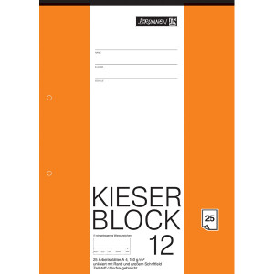 Kieserzeichenblock Brunnen Kieser 42237 - A4 orange unliniert mit Rand 25 Blatt 2-fach-gelocht 150 g/m&sup2;