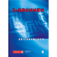 Zeichenblock Brunnen 47319 - A3 297 x 420 mm blau 10 Blatt mit 4 Gewebe-Einsteckecken 120 g/qm²