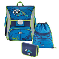 Schulranzen hama baggymax Simy 138433 - Soccer blau/grün 3-teilig 950 g Set