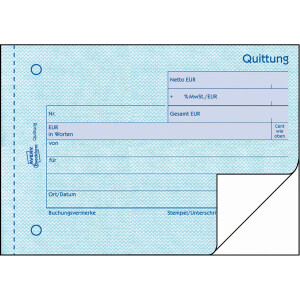 Quittung Avery Zweckform 306 - A6 Quer 149 x 105 mm weiß 2 x 50 Blatt mit Blaupapier