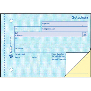 Gutschein Avery Zweckform 361 - A6 Quer 149 x 105 mm wei&szlig;/gelb 2 x 50 Blatt mit Blaupapier