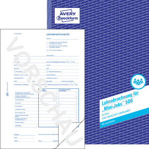 Lohnabrechnung Avery Zweckform 506 - A4 210 x 297 mm wei&szlig; 50 Blatt mit Blaupapier