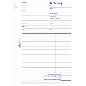 Rechnungsbuch Avery Zweckform 704 - A5 149 x 210 mm weiß/gelb 2 x 50 Blatt mit Blaupapier
