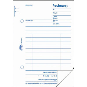 Rechnungsbuch Avery Zweckform 706 - A6 105 x 149 mm weiß/gelb 2 x 50 Blatt mit Blaupapier