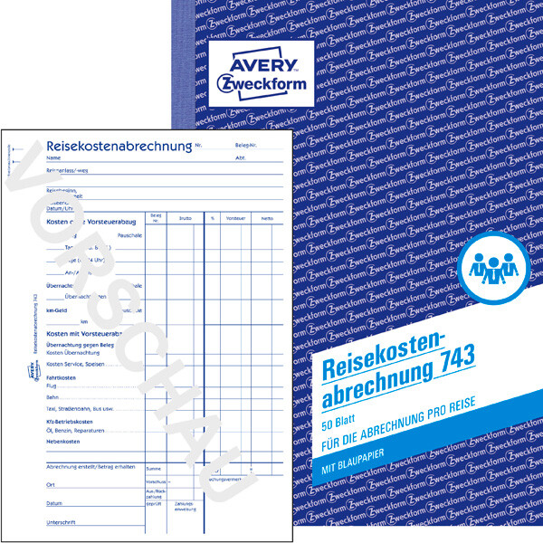 Reisekostenabrechnung Avery Zweckform 743 - A5 149 x 210 mm weiß 50 Blatt mit Blaupapier Einzelreise