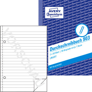 Durchschreibebuch Avery Zweckform 903 - A6 105 x 149 mm wei&szlig; 2 x 50 Blatt mit Blaupapier