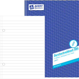Durchschreibebuch Avery Zweckform 905 - A4 210 x 297 mm weiß 2 x 50 Blatt mit Blaupapier