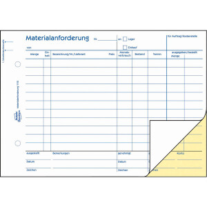 Materialanforderung Avery Zweckform 1110 - A5 Quer 210 x 149 mm wei&szlig;/gelb 2 x 50 Blatt mit Blaupapier