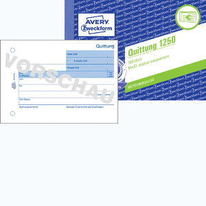 Quittung Avery Zweckform Recycling 1250 - A6 Quer 149 x 105 mm weiß 100 Blatt ohne Durchschlag