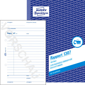 Rapport Avery Zweckform 1307 - A5 149 x 210 mm wei&szlig; 100 Blatt mit Blaupapier