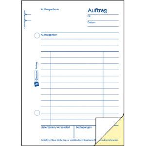 Auftragsbuch Avery Zweckform 1727 - A6 105 x 149 mm weiß/gelb 2 x 40 Blatt selbstdurchschreibend