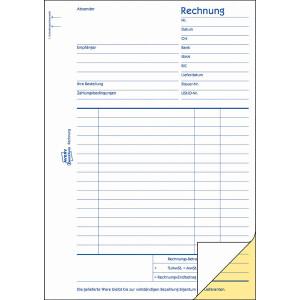 Rechnungsbuch Avery Zweckform 1730 - A5 149 x 210 mm weiß/gelb 2 x 40 Blatt selbstdurchschreibend