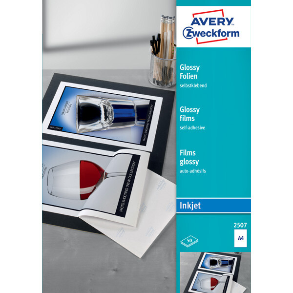 Folienetikett Avery Zweckform 2507 - A4 210 x 297 mm weiß permanent matt wetterfest Polyesterfolie für Inkjetdrucker Pckg/50