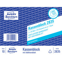 Kassenblock Avery Zweckform 2835 - 100 x 160 mm weiß 2 x 50 Blatt mit Blaupapier