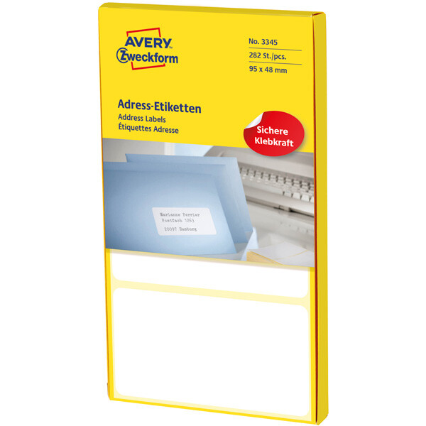 Adressetikett Avery Zweckform 3345 - zickzackgefaltet 95 x 48 mm weiß permanent perforiert Papier für Handbeschriftung/Schreibmaschine Pckg/282