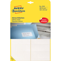 Adressetikett Avery Zweckform 3349 - auf Bogen 102 x 38 mm weiß permanent längsperforiert Papier für Handbeschriftung/Schreibmaschine Pckg/280
