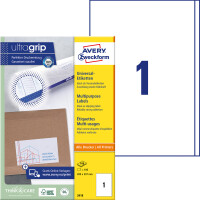 Universaletikett Avery Zweckform 3418 - A4 200 x 297 mm weiß permanent ultragrip FSC Papier für alle Druckertypen Pckg/100