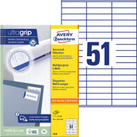 Universaletikett Avery Zweckform 3420 - A4 70 x 16,9 mm weiß permanent ultragrip FSC Papier für alle Druckertypen Pckg/5100