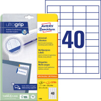 Universaletikett Avery Zweckform 4780 - A4 48,5 x 25,4 mm weiß permanent ultragrip FSC Papier für alle Druckertypen Pckg/1200