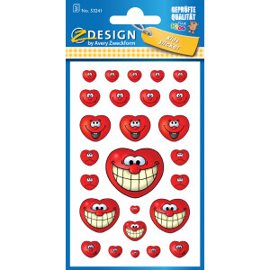 Sticker Avery Zweckform Z-Design 53241 - Smiley-Herzen...