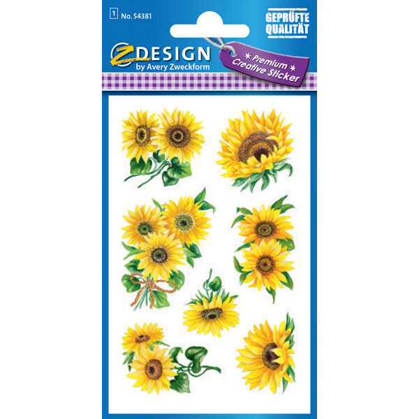 Sticker Avery Zweckform Z-Design 54381 - Sonnenblumen Papier Pckg/7