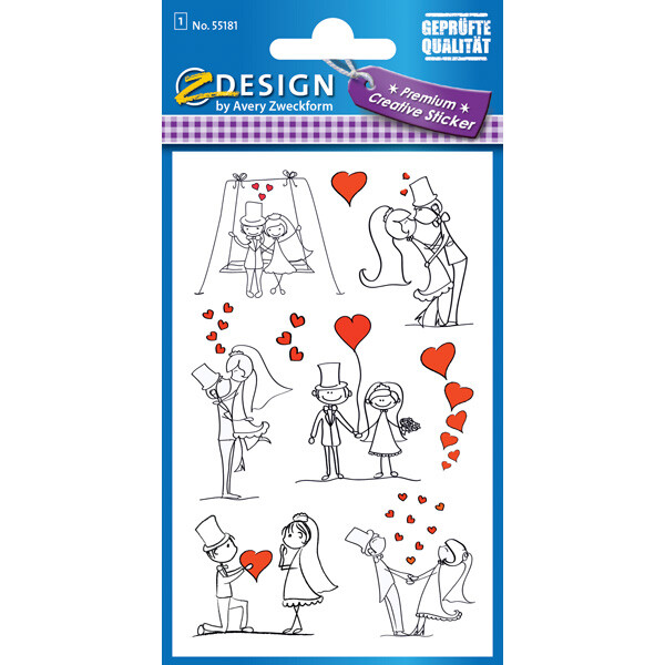 Sticker Avery Zweckform Z-Design 55181 - Brautpaar Papier Pckg/9