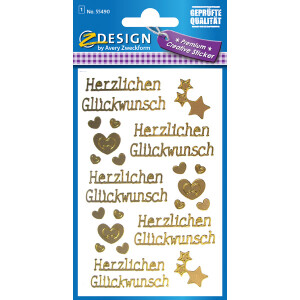 Sticker Avery Zweckform Z-Design 55490 - Glückwunsch Folie Pckg/66