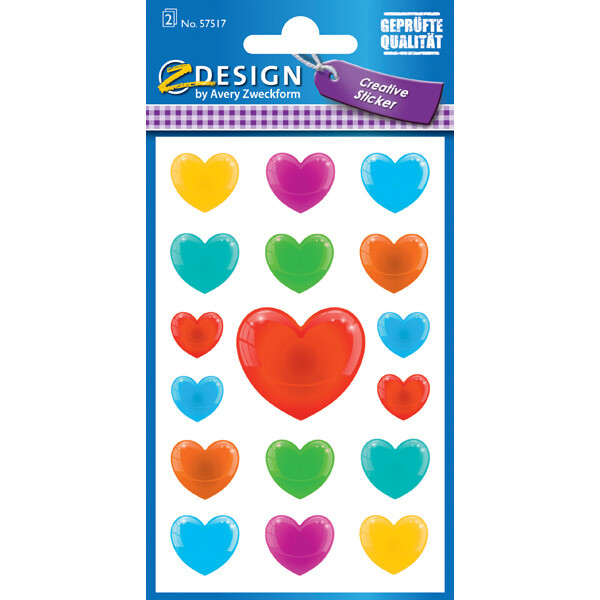 Sticker Avery Zweckform Z-Design 57517 - Herzen Papier Pckg/34
