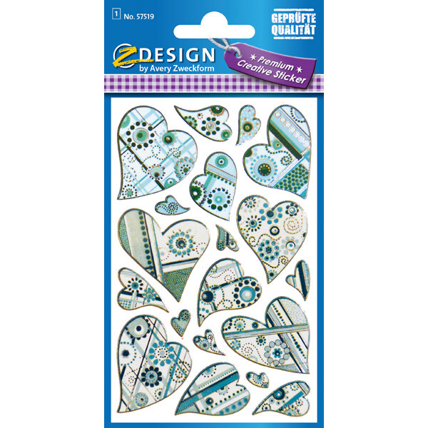 Sticker Avery Zweckform Z-Design 57519 - Herzen Folie Pckg/19