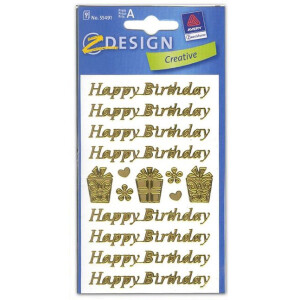 Sticker Avery Zweckform Z-Design 55491 - Happy Birthday Folie Pckg/9